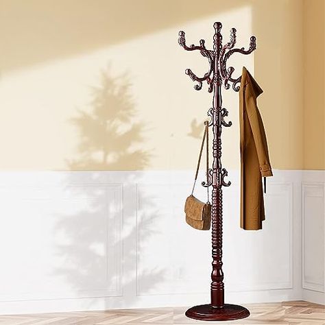 Standing Coat Hanger, Wooden Hat Rack, Coat Hanger Stand, Entrance Office, Free Standing Coat Rack, Hallway Entrance, Natural Philosophy, Wooden Coat Hangers, Office Aesthetic