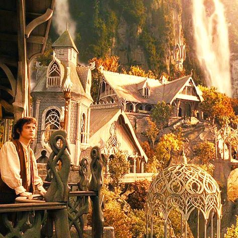 The Lord of the Rings: the Fellowship of the Ring - Frodo at Imladris, Rivendell Rivendell Lord Of The Rings, Lord Of The Rings Fellowship Of The Ring, Imladris Rivendell, Rivendell Wallpaper, Rivendell Lotr, Rivendell Aesthetic, Harry Potter Color Palette, Lord Of The Rings Rivendell, Elven Aesthetic