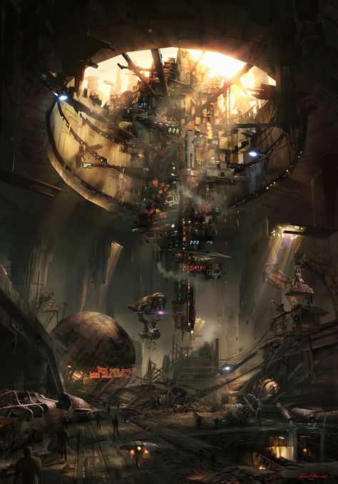 "Slum Concept" // Star Wars 1313, Game Concept Art (game cancelled after Disney's purchase of SW Property) Star Wars 1313, Sci Fi Landscape, Sci Fi City, Sci Fi Environment, Underground Cities, Rpg Map, Star Wars Concept Art, Star Wars Rpg, Arte Cyberpunk