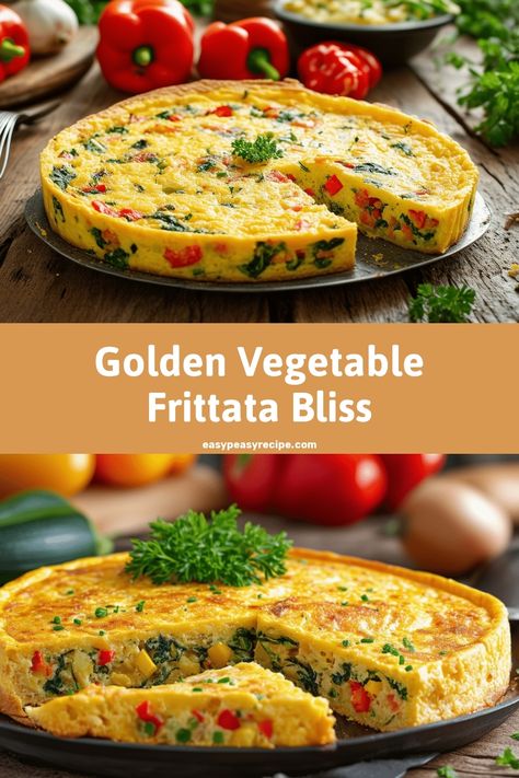 A freshly baked vegetable frittata filled with colorful diced vegetables and topped with herbs on a rustic wooden table surrounded by ingredients. Breakfast Frittata Recipes, Diced Vegetables, Frittata Recipes Breakfast, Vegetable Frittata Recipes, Easy Recipes Breakfast, Simple Breakfast Recipes, Vegetable Frittata, Easy Zucchini Recipes, Morning Meals