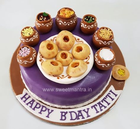 Pani Puri Cake Design, Custom Cake Designs, Foodie Theme Cake, Cake For Foodie Theme, Cooking Theme Cake, 3d Fondant Cake, Cake For Boyfriend, Customized Cake, Ocean Cakes