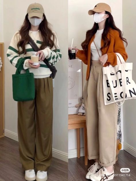 College Outfits Korean, Simple College Outfits, Winter Inspo Outfits, Outfit Trousers, Japan Fits, Loose Clothes, Trousers Outfit, Fashion Moodboard, Winter Closet