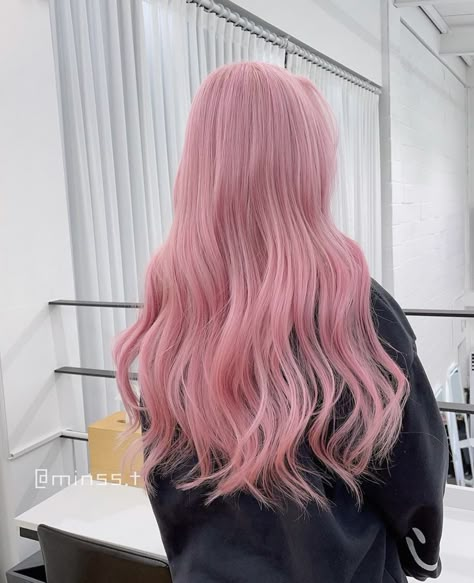 Blonde Hair Pink Ends, Milk Pink Hair, Milky Pink Hair, Muted Pink Hair, Aesthetic Hair Color, Colored Hair Ideas, Japan Hair, Light Pink Hair, Girl With Pink Hair