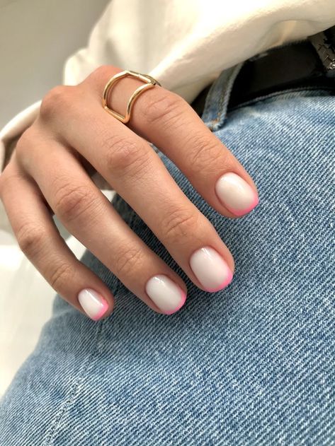 Short Color Tip Nails, September Nails, Hello Nails, Pink Manicure, Pretty Gel Nails, Nail Envy, Clean Nails, Dipped Nails, Hot Nails