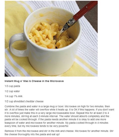 repin with cooking directions: instant mac and cheese Mac And Cheese Mug, Mac And Cheese Microwave, Mac N Cheese Cups, Easy Mac N Cheese Recipe, Mac And Cheese Cups, Mug Recipe, Kraft Dinner, Easy Mac And Cheese, Making Mac And Cheese