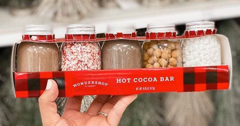 Target Is Selling a $10 Hot Cocoa Bar Set for the Holidays Holiday Hot Cocoa Bar, Flavored Marshmallows, Cocoa Drink, Peppermint White, Caramel Bits, Cocoa Recipes, Bar Gift, Baking Cocoa, Mexican Hot Chocolate