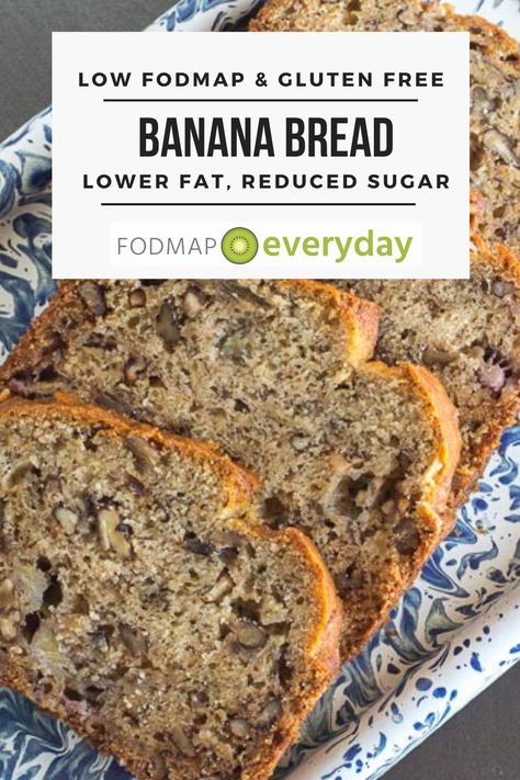 Fodmap Banana Bread, Fob Diet Recipes, Low Fodmap Banana Recipes, Low Fodmap Banana Bread, Ibs Dessert Recipes, Simple Low Fodmap Meals, Low Fodmap Bread Recipe, Low Fodmap Cake, Low Fodmap Bread