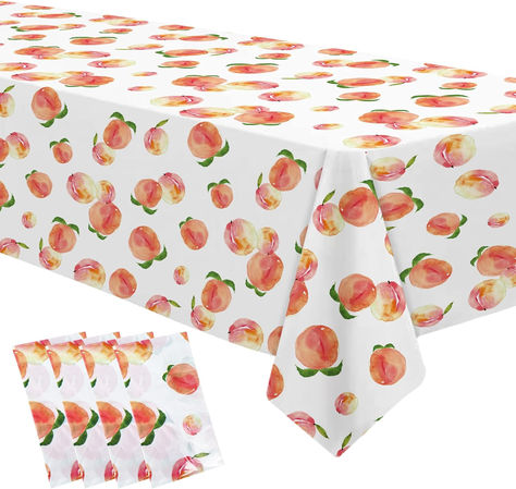 Peach Decorations Party Tablecloth - Disposable Fruit Theme One Sweet Peach Birthday Decorations Tablecover, Sweet As A Peach Baby Shower Supplies Table Cloth - 4 Pcs(54in x 108in) #ad #sweetasapeach #onesweetpeach #peaches #peachparty #peachthemedparty #firstbirthdayparty #babyshower #partysupplies #onesweetpeachparty #sweetasapeachdecor One Sweet Peach Birthday Decorations, Peach Themed Baby Shower Food Ideas, Peach Table Cloth, Peach Baby Shower Ideas, Peach Birthday Party Decorations, Peach Birthday Decorations, One Sweet Peach Birthday Party, Peach Decorations, Peach First Birthday Party