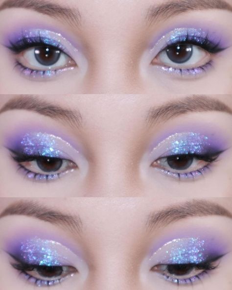 All posts • Instagram Purple Glam Eyeshadow Looks, Douyin Makeup Purple, Blue Inspired Makeup, Blue And Purple Makeup Looks, Blue Face Makeup, Simple Purple Makeup, Lavender Eyeliner, Purple And Blue Makeup, Purple Hair Makeup