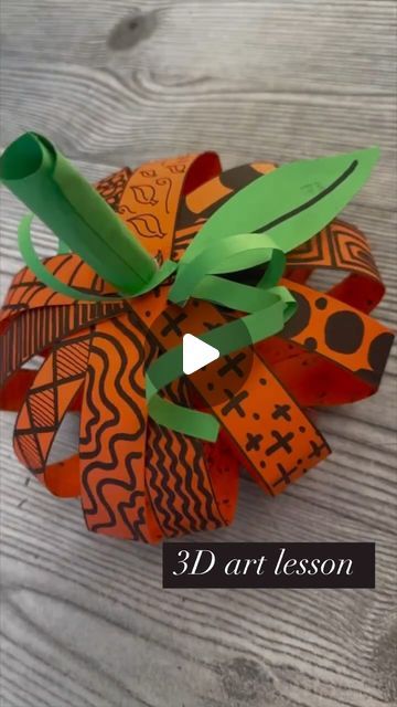 Meagan Carloss on Instagram: "This is the PERFECT 3D Art project for Halloween or even thanksgiving. 🧡
.
For this project we used 9x12 paper (any color works!!), glue, sharpies, and optional-brads and my pattern idea sheet 🍁
.
Have students draw about 10/12 lines-try to keep them even! Then they can fill with patterns or what they are thankful for. 
. 
If you don’t already have it, comment PATTERN for the link to my 2 page idea sheet! 🖤" Thanksgiving Middle School, Thanksgiving Art Projects, Autumn Projects, 3d Art Projects, Halloween Art Projects, Thanksgiving Placemats, Turkey Art, October Art, Middle School Art Projects