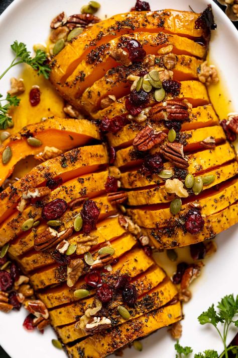 Roasted Butternut Squash Thanksgiving, Butternut Squash Main Dish, Squash Thanksgiving Recipes, Butternut Roasted, Roast Whole Butternut Squash, Roasted Squash Recipes, Butternut Squash Roasted, Vegan Main Dish, Roast Squash