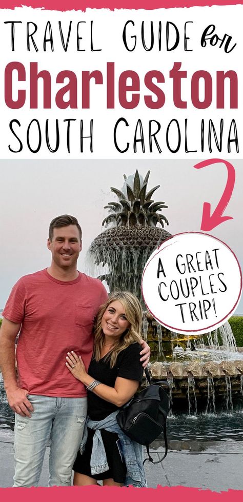 Planning a visit to Charleston, South Carolina? My husband and I recently took our anniversary trip there and we loved it! Here is our Charleston Travel Guide with couples in mind, though it would make a great family vacation too! Charleston South Carolina Vacation, Charleston Sc Things To Do, Savannah Georgia Vacation, Charleston Things To Do, Visit South Carolina, Charleston Travel Guide, Couples Things To Do, Charleston Vacation, South Carolina Vacation