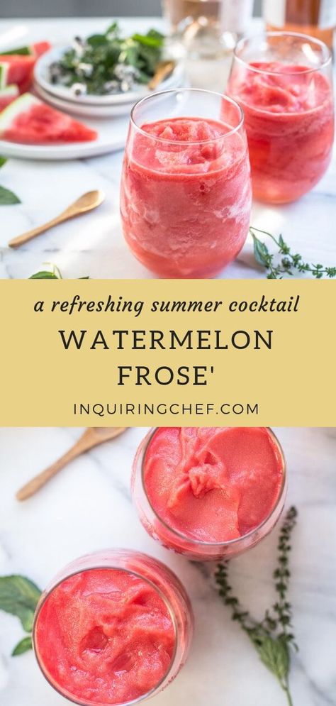 Watermelon Slush, Frozen Cocktail, Watermelon Cocktail, Best Summer Cocktails, Frozen Cocktail Recipes, Frozen Rose, Watermelon Drink, Frozen Watermelon, Refreshing Summer Cocktails