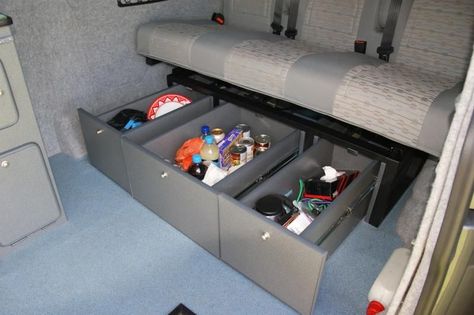 Ron, finally converted. | VW T4 Forum - VW T5 Forum Van Cupboards, Campervan Storage Ideas, Campervan Storage, Vw T5 Interior, Vw Transporter Van, Vintage Motorhome, Transporter Van, T4 Camper, Vw Ideas