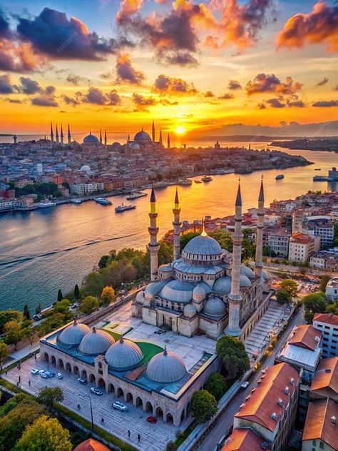 Premium Photo | Aerial drone view of istanbul at sunset turkey Aerial Drone, Istanbul Turkey, Premium Photo, Istanbul, Graphic Resources