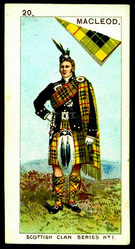 Cigarette Card - Clan MacLeod Clan Macleod, Scottish Clothing, Scotland History, White Raven, Scottish Ancestry, Scotland Forever, Scottish Kilts, Girls Rooms, Scotland Highlands