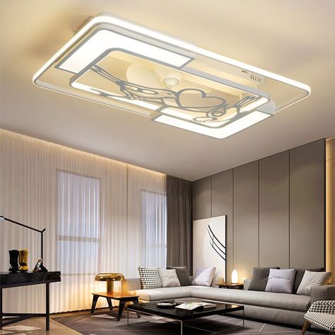 Modern Rectangular Led Ceiling Fan Light Fixtures For Living Room Bedroom Square Ceiling Lights, House Ceiling Design, Ceiling Design Living Room, Plafond Design, Ceiling Design Modern, Modern Led Ceiling Lights, غرفة ملابس, False Ceiling Design, Design Del Prodotto