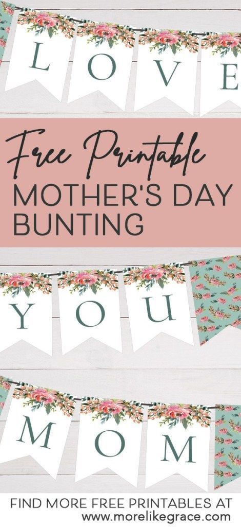 Free #Printable Mother's Day Bunting! // More Like Grace -- #motherday #decor #DIY Mother’s Day Banner, Mother’s Day Printable, Free Mothers Day Printables, Mother's Day Decorations, Craft Kindergarten, Happy Mothers Day Banner, Mother's Day Banner, Mother's Day Printables, Hosting Parties