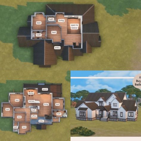 Sims 4 Houses Layout Farmhouse, 8 Sims House Plan, 4 Bedroom Sims 4 House Layout, Cute Sims 4 Houses Floor Plan, Sims 4 Layout Floor Plans 2 Story, Sims 4 Family House Floor Plans 2 Story, Sims 4 7 Bedroom House, 5 Bedroom House Sims 4, Sims 4 Houses Layout 30x20 Base Game