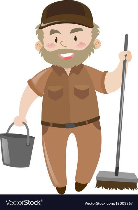 Janitor Drawing, Uniform Illustration, Brown Uniform, Preschool Activities Toddler, Easy Cartoon Drawings, Community Helpers, Free Clip Art, Big Picture, Preschool Activities