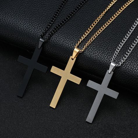 Cross Pendant Necklace Woman, Hip Hop Mode, Deer Jewelry, Creative Necklace, Stainless Steel Cross Pendant, Cross Necklaces, Christian Fashion, Hip Hop Jewelry, Cross Pendant Necklace