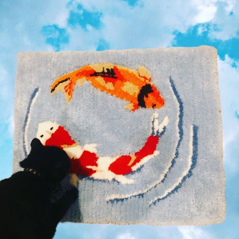 tufted rug Koi Fish Tufted Rug, Drake Stickers, Fish Rug, Drizzy Drake, Coy Fish, Koi Fish, Tufted Rug, Koi, Drake