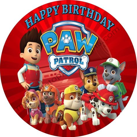 Personalization: E ach topper can be personalized for FREE! Please type your message in the provided text field located below the items title. If you prefer n Paw Patrol Cake Decorations, Paw Patrol Chase Cake, Pastel Paw Patrol, Paw Patrol Cake Topper, Edible Print Cake, Sonic Birthday Cake, Imprimibles Paw Patrol, Paw Patrol Cupcakes, Red Birthday Cakes