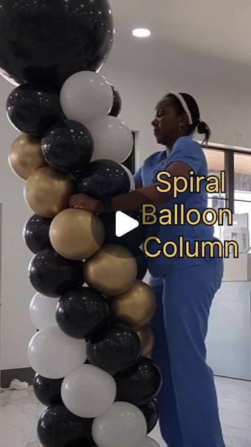 Djufo Ajiboye on Instagram: "How to make a spiral balloon column   https://youtube.com/shorts/wR2iZGm8ySE?feature=share  #balloons #balloondecor #shorts #reels #reelsinstagram #spiralballoons #balloondecor #balloonarch #organicballoons #balloon #goldandblack #okcevents #balloonstyling #balloondesigns #balloonstylist #balloonarch #balloontutorial #balloontutorial #eventdecor #edmondok #edmond #cityofedmonds #balloondecoration" How To Make A Balloon Column Diy, 3 Color Spiral Balloon Column, Spiral Balloon Column, Balloon Columns Ideas, Balloon Tips, Ballon Column, Balloon Decorations Diy Tutorials, Prom Balloons, Column Ideas