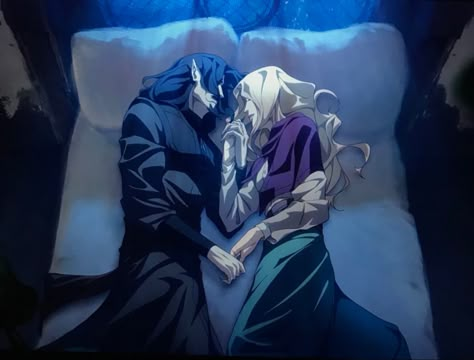 Dracula and Lisa lying in bed holding hans Dracula Lisa Castlevania, Castlevania Dracula And Lisa, Dracula X Lisa, Lisa And Dracula, Dracula And Lisa, Dracula Castlevania, Castlevania Dracula, Dracula Book, Dracula Art