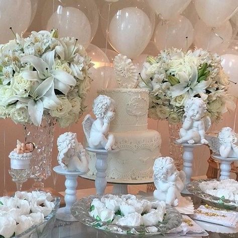 Angel Baby Birthday, Boy Baptism Centerpieces, February Baby Showers, Baptism Themes, Ideas Bautizo, Babby Shower, Angel Baby Shower, Cherub Baby, Baptism Centerpieces