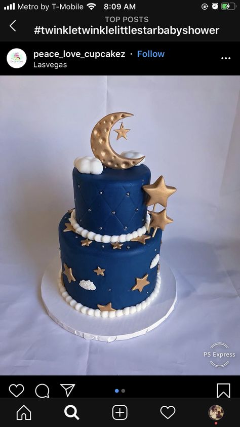 Blue Cake With Stars, Cake With Stars, Night Theme, Blue Cakes, Graduation Cake, Party Inspo, Sweet 15, Graduation Celebration, Bear Wallpaper