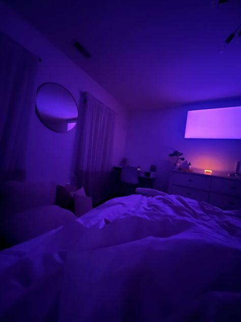 Small Couch For Bedroom, My Room At Night, Room At Night, Led Bedroom, Luxury Room Bedroom, Chill Room, Classy Bedroom, Neon Room, Future Apartment Decor