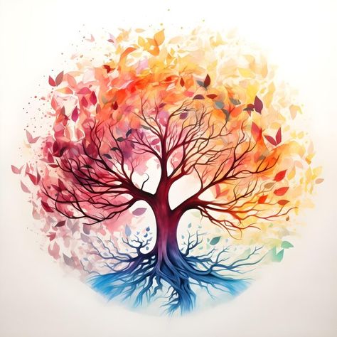 Photo beautiful tree of life digital art... | Premium Photo #Freepik #photo Canvas Wall Art Abstract, Apartment Dorm, Minimalist Watercolor, House Apartment, Canvas Wall Hanging, Abstract Tree, Oak Tree, Colorful Abstract, Tree Of Life