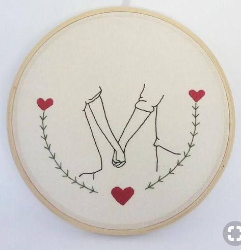 Love Embroidery Ideas, Embroidery For Boyfriend, Heart Embroidery Patterns, Couples Embroidery, Valentines Day Embroidery, Couple Embroidery, Romantic Embroidery, Sulaman Pita, Embroidery Hoop Art Diy