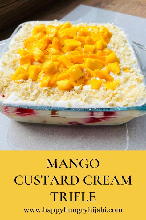 Mango Trifle Desserts, Mango Trifle Recipes, Mango Custard Recipe, Mango Trifle, Custard Trifle, Mango Custard, Fusion Desserts, Cakes Decorating, Baked Custard