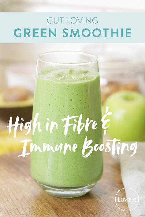 Green Fiber Smoothie, Filling Green Smoothie Recipes, Green Smoothie Gut Health, High Nutrient Smoothies, High Fiber Smoothies Breakfast, High Fiber Shakes, High Fiber Juice Recipes, High Fiber Smoothie Recipes, High Fibre Smoothie