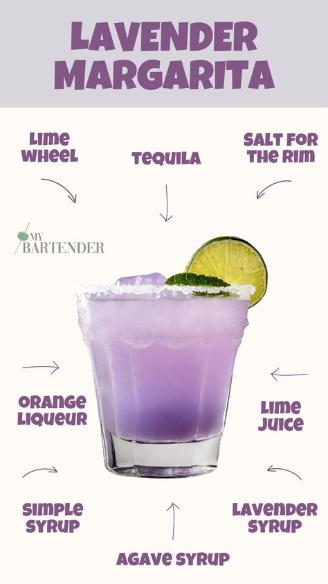 The Lavender Margarita is a mix of delicious flavors. You’ll first notice the tangy kick of lime, perfectly balanced with the sweetness of the agave syrup. Then, the floral notes of lavender syrup come through, making this drink a sensory delight. #LavenderMargarita