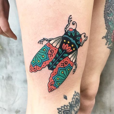 Tattoo artist Kimsany , authors color oriental Korean tattoo | Korea | #inkpplcom #ink #inktattoo #tattoo #tattooartist #tattooing #tattooist #traditionaltattoo #traditionalart #tattooart #traditional #modernart #oriental #orientalart #orientaltattoo #color #colortattoo Sorry Mom Tattoo, Cicada Tattoo, Traditional Butterfly Tattoo, Fly Tattoo, Flying Tattoo, Saved Tattoo, Bug Tattoo, Clever Tattoos, Tattoo Desings