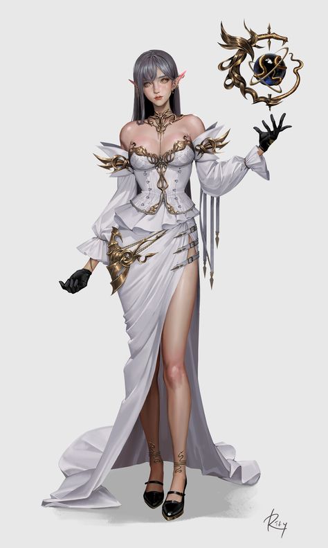 Snake mage, Rity on ArtStation at https://www.artstation.com/artwork/GeXAZ4 Character Female, Snake Girl, Female Elf, Overwatch Fan Art, Fashion Illustration Dresses, Concept Art Character, Fantasy Gowns, Game Character Design, Fantasy Concept Art