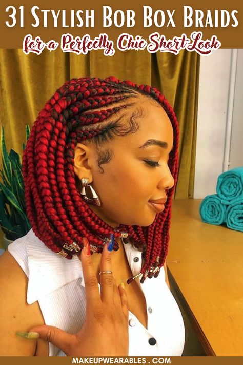 Bold and Beautiful: Bob Box Braids to Elevate Your Style Bob Braids Black Women, Bob Box Braids Styles Shoulder Length, Short Bob Braids Black Women, Long Bob Braids, Short Box Braids Bob, Box Braids Images, Braid Bob, Chunky Box Braids, Bob Box Braids Styles