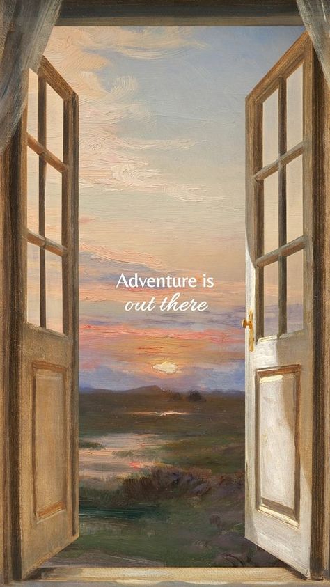 Adventure is out there mobile wallpaper template | premium image by rawpixel.com / audi Aesthetic Facebook Cover, Hd Wallpaper Aesthetic, Door Collage, Quote Iphone Wallpaper, Nice Wallpapers, Wallpaper Template, Wallpaper Quote, 2024 Inspiration, Flower Background Iphone