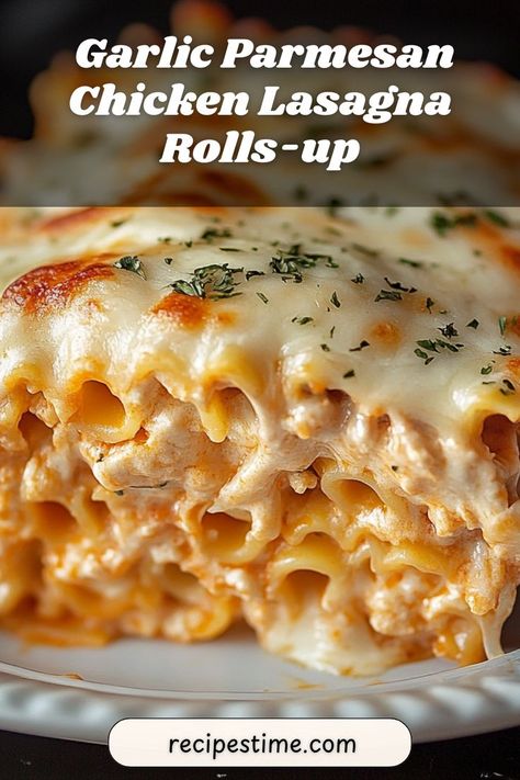 These garlic Parmesan chicken lasagna roll-ups are creamy, cheesy, and bursting with flavor in every bite. #LasagnaRollUps #GarlicParmesan Chicken Lasagna Roll Ups, Recipes With Lasagna Noodles, Cheesy Garlic Chicken, Buffalo Chicken Lasagna, Chicken Lasagna Rolls, Lasagna Roll Ups, Pesto Tortellini, Chicken Roll Ups, Garlic Parmesan Sauce