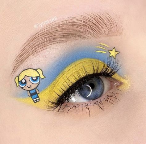 Power Puff Girls Makeup, Cartoon Makeup Looks, Powerpuff Girls Makeup, Disney Eye Makeup, Girl Eye Makeup, Makeup Themes, Creepy Halloween Makeup, Cute Halloween Makeup, Cute Eye Makeup