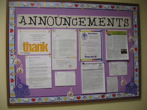 April 2013 Announcements Announcement Board Ideas Office, Bulletin Board For Announcements, School Announcement Bulletin Board Ideas, Announcements Bulletin Board, Work Announcement Board, Professional Office Decorating Ideas For Work Bulletin Boards, Announcement Bulletin Board Ideas, Church Announcement Board, Announcement Bulletin Board