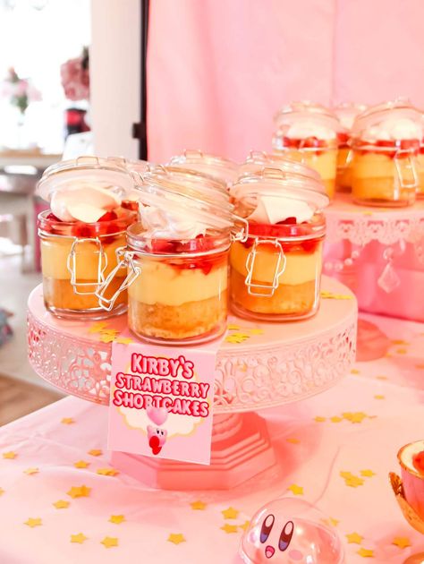 Kirby Birthday Party Ideas | Photo 1 of 46 | Catch My Party Kirby Bday Party, Kirby Food Ideas, Kirby Party Favors, Kirby Themed Birthday, Kirby Birthday Party Decorations, Kirby Birthday Party Ideas For Boys, Kirby Party Ideas, Kirby Cake Ideas, Kirby Party Decorations