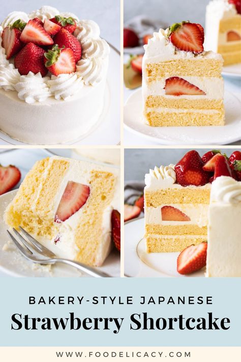 Japanese Strawberry Cake Recipe, Japanese Cream Cake, 6 Inch Strawberry Cake Recipe, Japanese Strawberry Shortcake Recipe, Strawberry Shortcake Filling, Easy Layered Cake, Japanese Strawberry Cake, Japanese Sponge Cake, Japanese Strawberry Shortcake