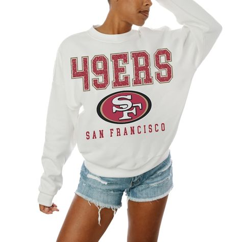 49ers Sweatshirt, San Francisco 49ers Logo, Gameday Couture, Oversized Crewneck, Sweatshirt White, Short Sleeve Pullover, Women Hoodies Sweatshirts, San Francisco 49ers, Print Pullover