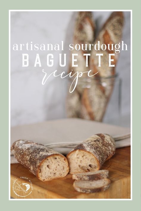 Everything you need to know to make delicious sourdough baguettes at home.  With a crisp crust and chewy interior-what’s better than a fresh baguette? Sourdough Baguette Recipe, Sourdough Baguettes, Fresh Baguette, Sourdough Baguette, Bowl Scraper, Baguette Recipe, Bread Lame, Baking Stone, Baking Project