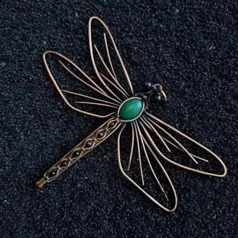 Wire Animals Sculpture, Wire Wrapped Dragonfly, Copper Necklaces, Wire Wings, Copper Jewelry Diy, Copper Earrings Handmade, Art Dragonfly, Y Craft, Necklace Casual