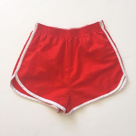 70s High Waisted Athletic Shorts Small XS Red and White retro Womens... ❤ liked on Polyvore featuring activewear, activewear shorts and american sportswear Red Shorts Aesthetic, Vintage Athletic Shorts, Red Athletic Shorts Outfit, Red Shorts Outfits Women, Red Sports Shorts, 70s Shorts Outfits, Saya Otonashi, Red Gym Shorts, Red Shorts Outfit